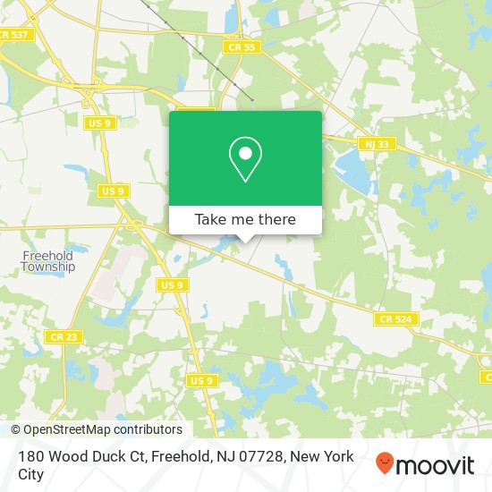 Mapa de 180 Wood Duck Ct, Freehold, NJ 07728
