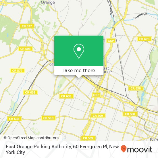 Mapa de East Orange Parking Authority, 60 Evergreen Pl