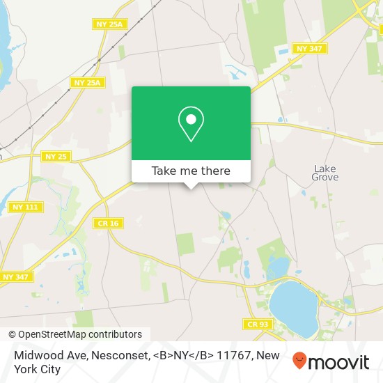 Mapa de Midwood Ave, Nesconset, <B>NY< / B> 11767