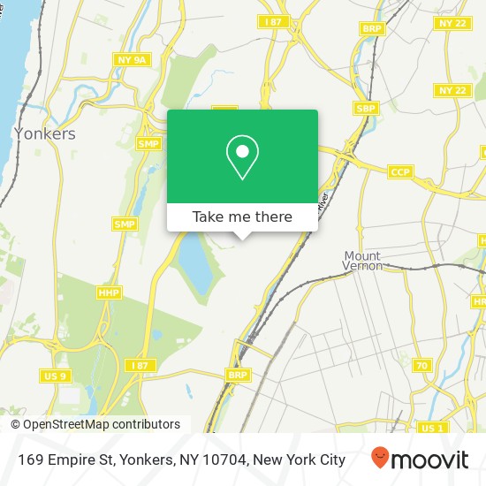 Mapa de 169 Empire St, Yonkers, NY 10704