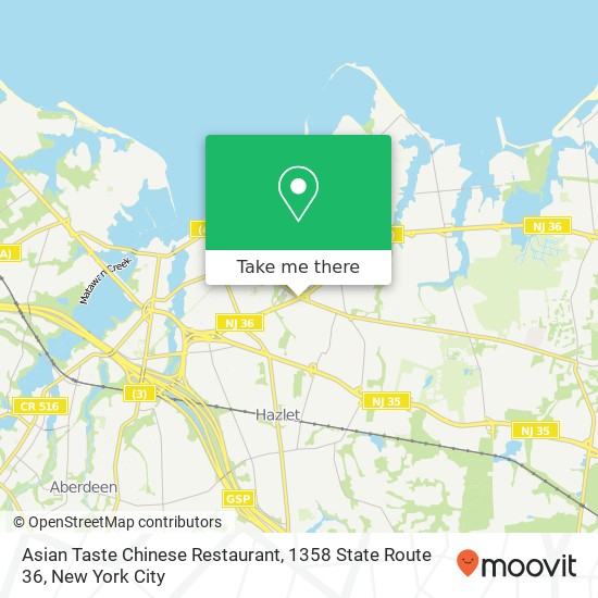 Mapa de Asian Taste Chinese Restaurant, 1358 State Route 36