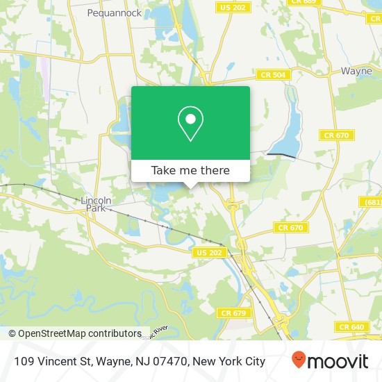 Mapa de 109 Vincent St, Wayne, NJ 07470