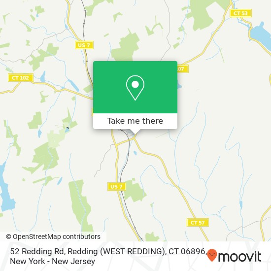 Mapa de 52 Redding Rd, Redding (WEST REDDING), CT 06896