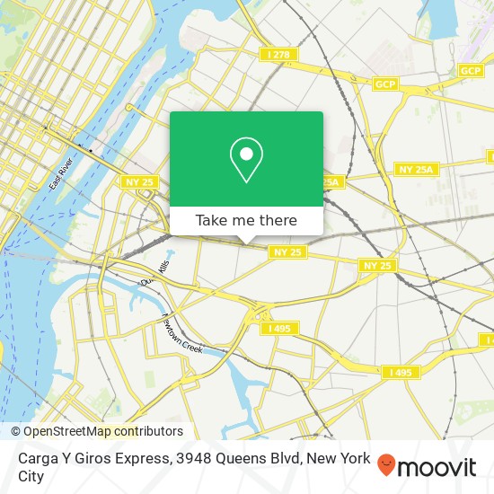 Mapa de Carga Y Giros Express, 3948 Queens Blvd