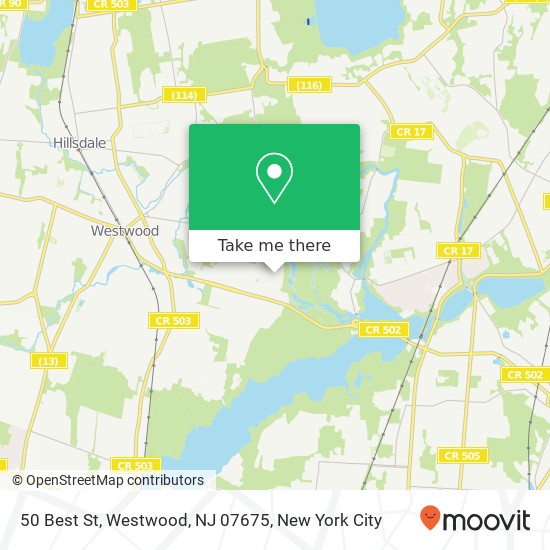 Mapa de 50 Best St, Westwood, NJ 07675