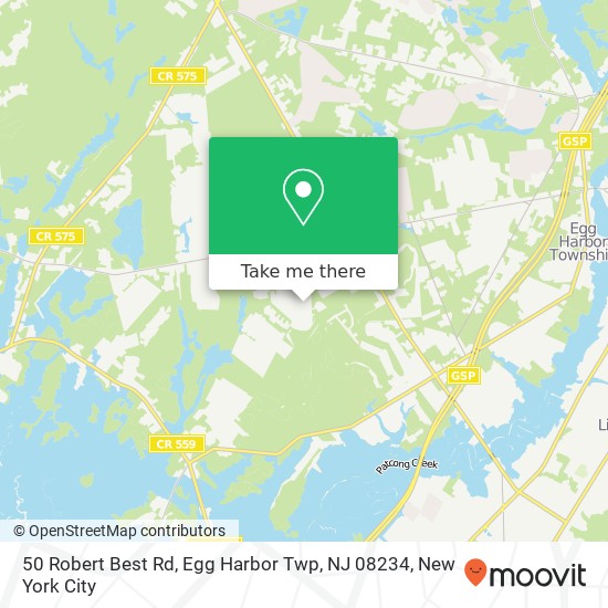 Mapa de 50 Robert Best Rd, Egg Harbor Twp, NJ 08234