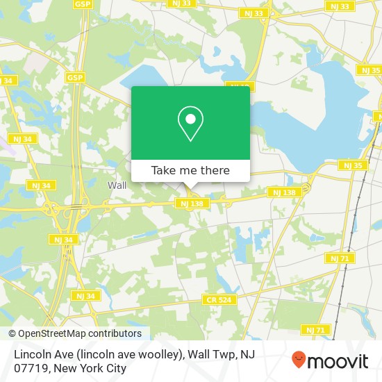 Mapa de Lincoln Ave (lincoln ave woolley), Wall Twp, NJ 07719