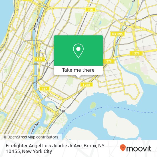 Mapa de Firefighter Angel Luis Juarbe Jr Ave, Bronx, NY 10455