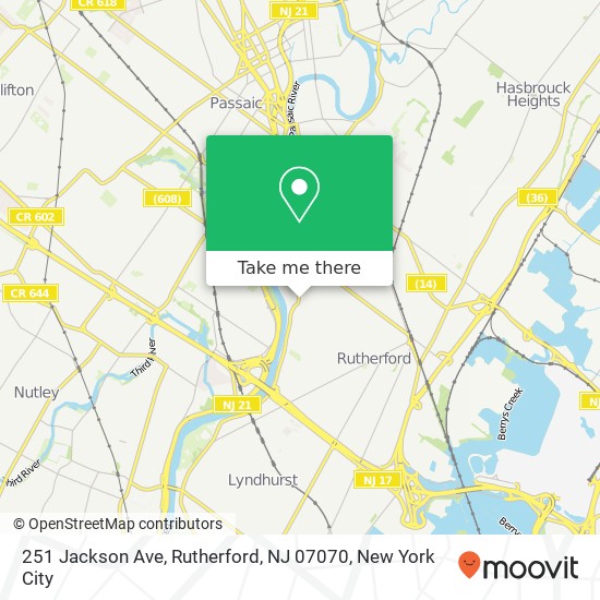 Mapa de 251 Jackson Ave, Rutherford, NJ 07070