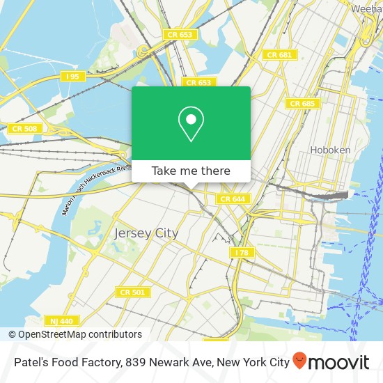 Patel's Food Factory, 839 Newark Ave map