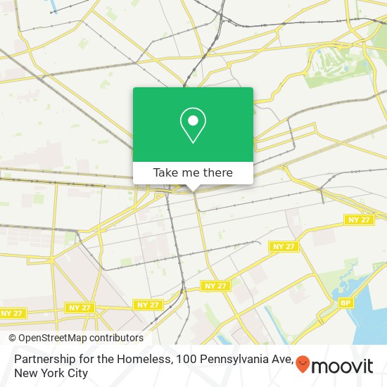 Partnership for the Homeless, 100 Pennsylvania Ave map