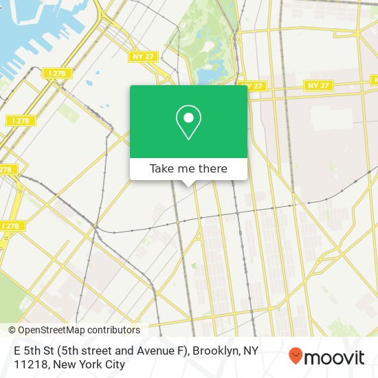 Mapa de E 5th St (5th street and Avenue F), Brooklyn, NY 11218