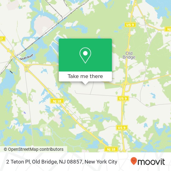 Mapa de 2 Teton Pl, Old Bridge, NJ 08857