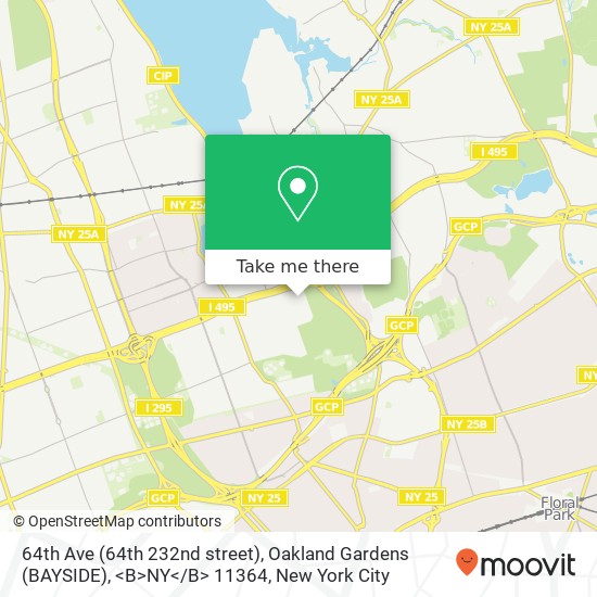 Mapa de 64th Ave (64th 232nd street), Oakland Gardens (BAYSIDE), <B>NY< / B> 11364