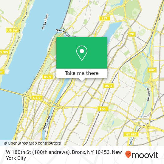 Mapa de W 180th St (180th andrews), Bronx, NY 10453