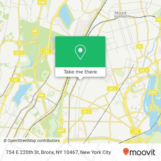 Mapa de 754 E 220th St, Bronx, NY 10467