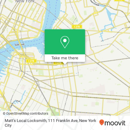 Mapa de Matt's Local Locksmith, 111 Franklin Ave