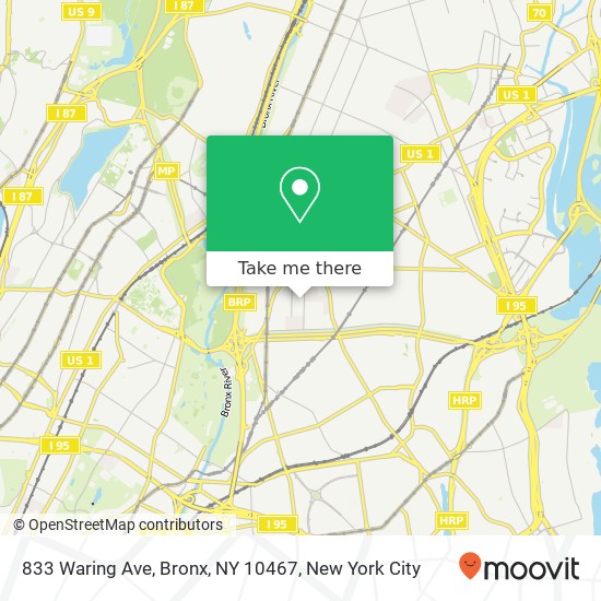 Mapa de 833 Waring Ave, Bronx, NY 10467