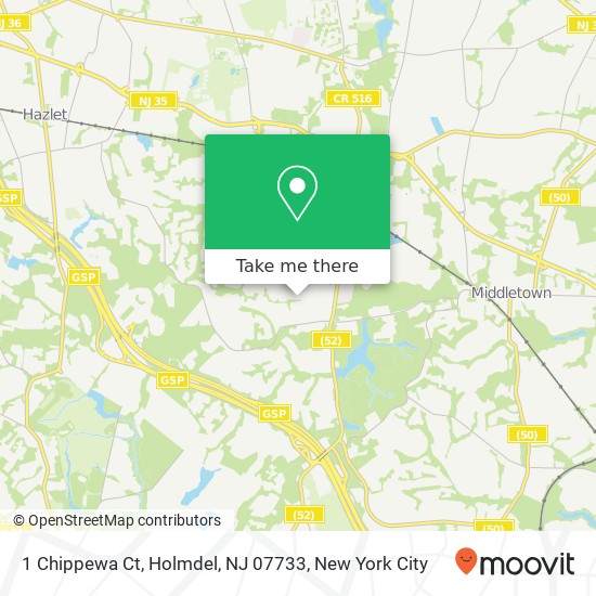 Mapa de 1 Chippewa Ct, Holmdel, NJ 07733