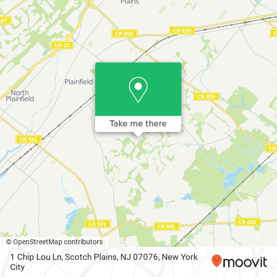 Mapa de 1 Chip Lou Ln, Scotch Plains, NJ 07076
