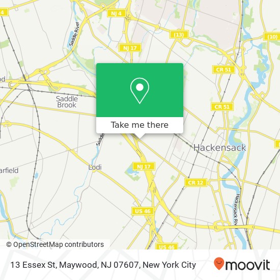 Mapa de 13 Essex St, Maywood, NJ 07607