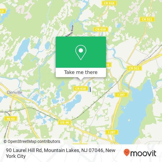 Mapa de 90 Laurel Hill Rd, Mountain Lakes, NJ 07046