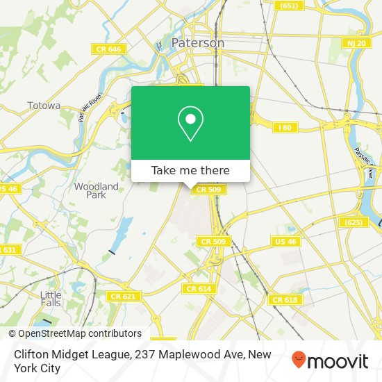 Mapa de Clifton Midget League, 237 Maplewood Ave