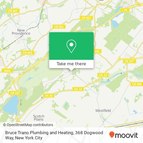 Mapa de Bruce Trano Plumbing and Heating, 368 Dogwood Way