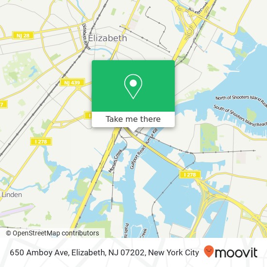 Mapa de 650 Amboy Ave, Elizabeth, NJ 07202