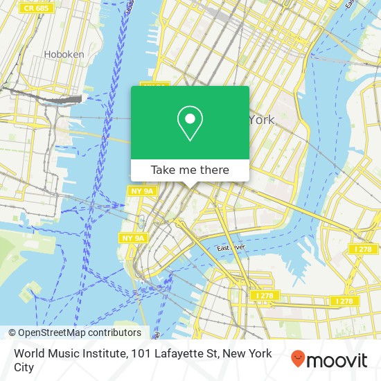 Mapa de World Music Institute, 101 Lafayette St