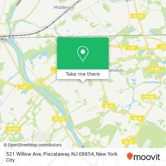 Mapa de 521 Willow Ave, Piscataway, NJ 08854