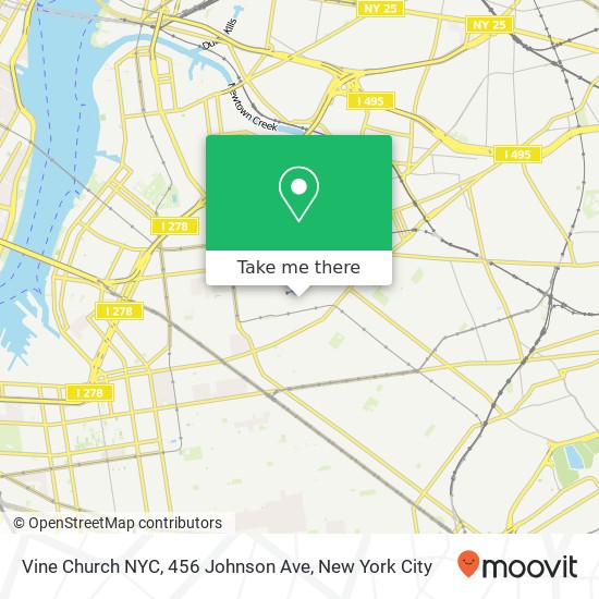 Mapa de Vine Church NYC, 456 Johnson Ave