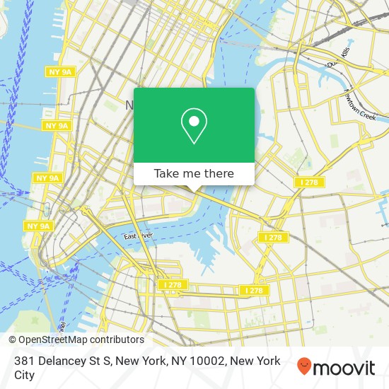 Mapa de 381 Delancey St S, New York, NY 10002