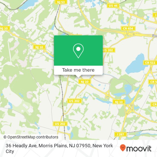 Mapa de 36 Headly Ave, Morris Plains, NJ 07950