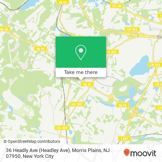 Mapa de 36 Headly Ave (Headley Ave), Morris Plains, NJ 07950
