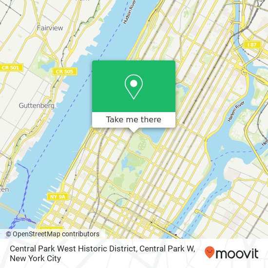 Central Park West Historic District, Central Park W map