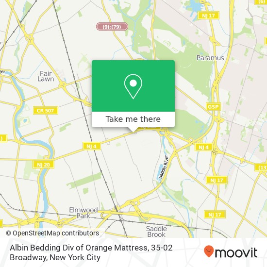 Mapa de Albin Bedding Div of Orange Mattress, 35-02 Broadway
