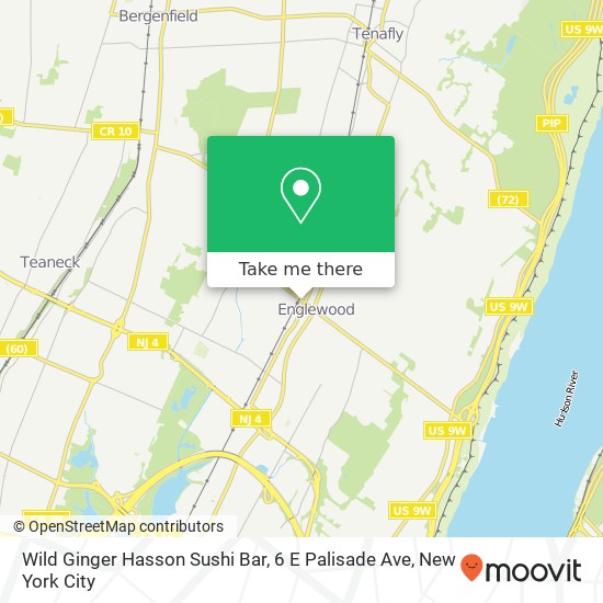 Mapa de Wild Ginger Hasson Sushi Bar, 6 E Palisade Ave