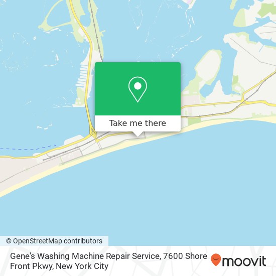 Mapa de Gene's Washing Machine Repair Service, 7600 Shore Front Pkwy