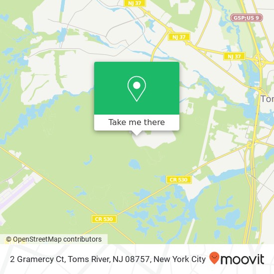 Mapa de 2 Gramercy Ct, Toms River, NJ 08757