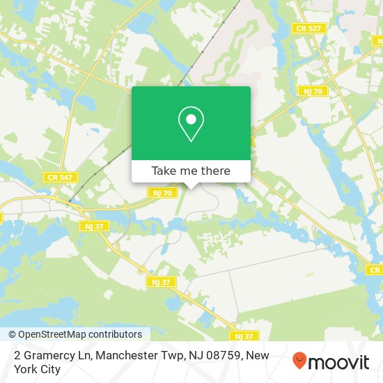 Mapa de 2 Gramercy Ln, Manchester Twp, NJ 08759
