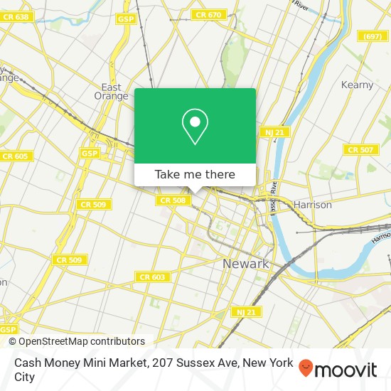 Cash Money Mini Market, 207 Sussex Ave map