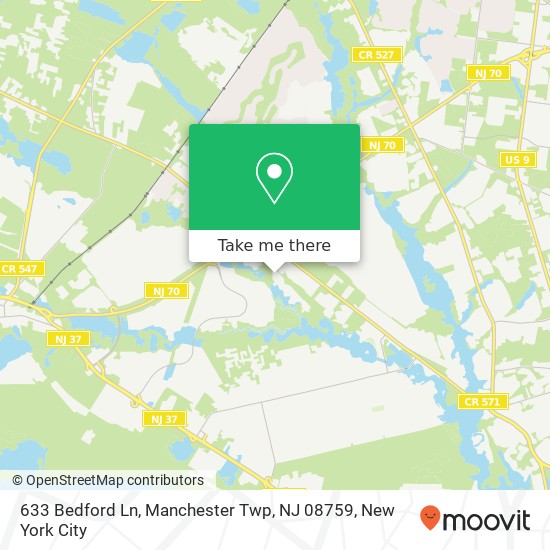 Mapa de 633 Bedford Ln, Manchester Twp, NJ 08759