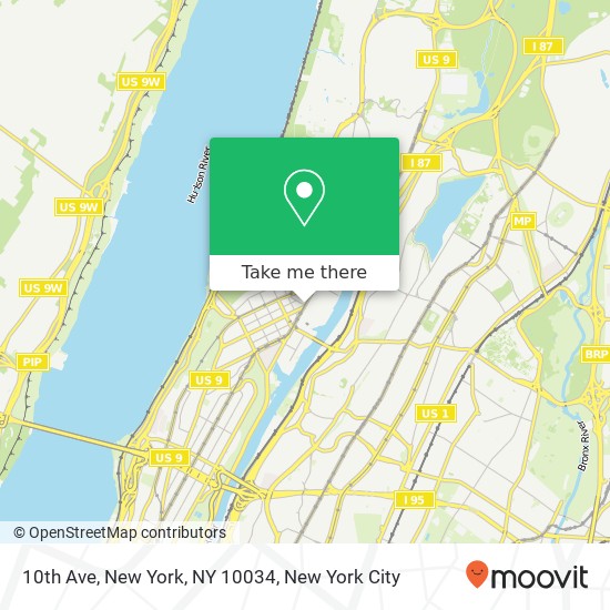 Mapa de 10th Ave, New York, NY 10034