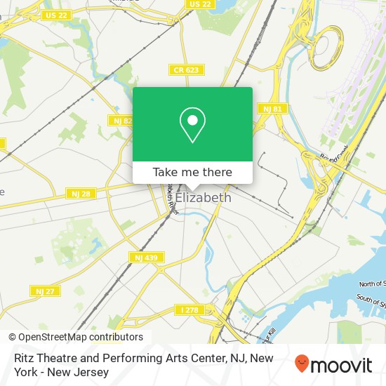 Mapa de Ritz Theatre and Performing Arts Center, NJ