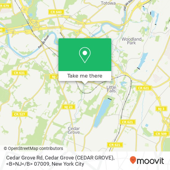 Cedar Grove Rd, Cedar Grove (CEDAR GROVE), <B>NJ< / B> 07009 map