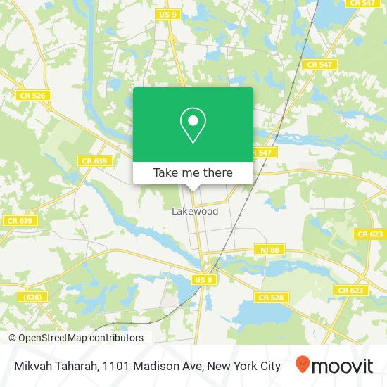 Mapa de Mikvah Taharah, 1101 Madison Ave