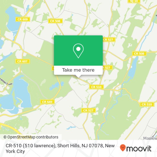 Mapa de CR-510 (510 lawrence), Short Hills, NJ 07078