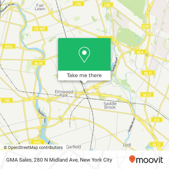 Mapa de GMA Sales, 280 N Midland Ave
