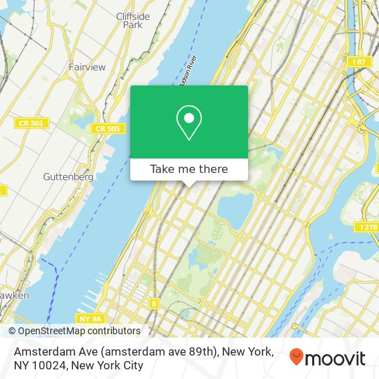 Amsterdam Ave (amsterdam ave 89th), New York, NY 10024 map